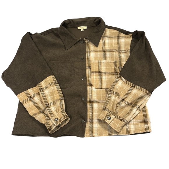 Kori Jackets & Blazers - Kori Women’s Brown Plaid Corduroy Shacket Size S